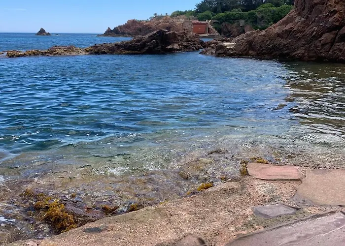 Grand Terrasse Vue Pieds Dans L'eau Piscine Saint-Raphaël